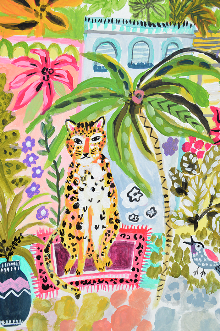 Cheetah with Red Sister Plant