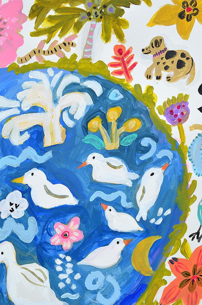 Whimsical Ducks in the Pond