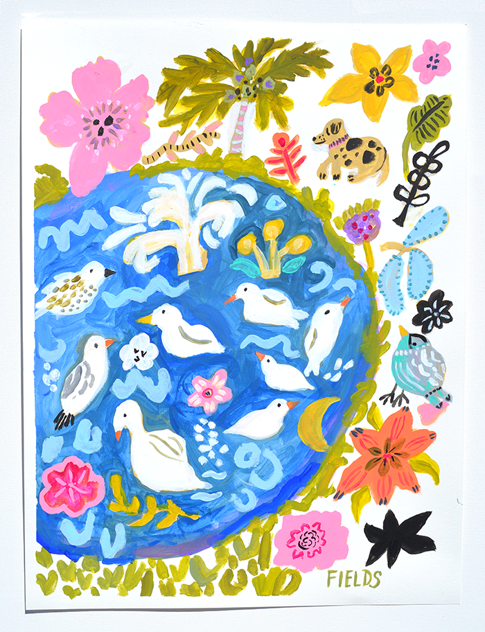 Whimsical Ducks in the Pond