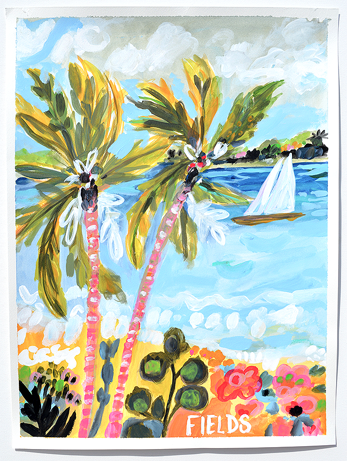 Palm Trees and Sailboat